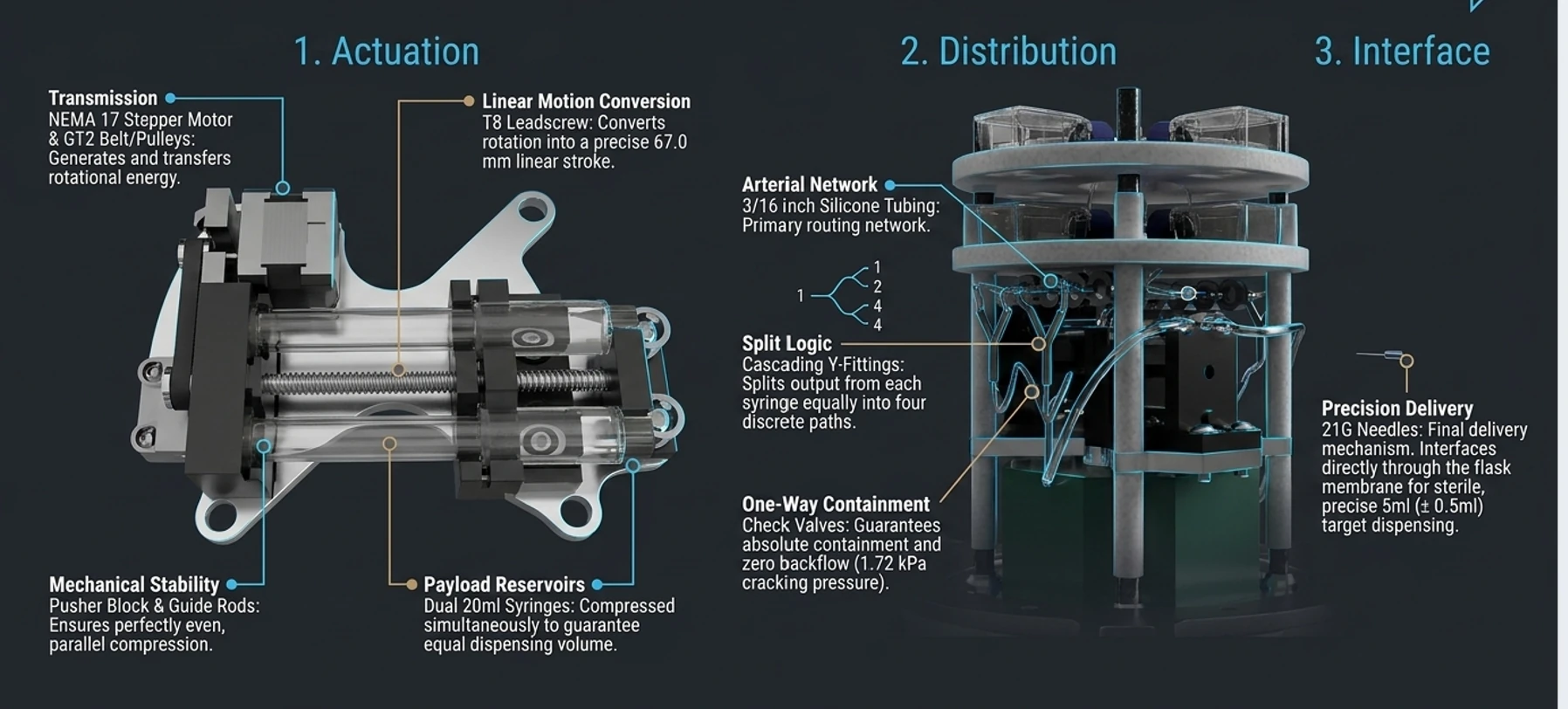 Diagram of the fluidic actuation, distribution and sample interface.